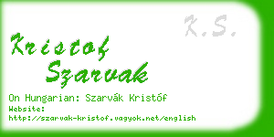 kristof szarvak business card