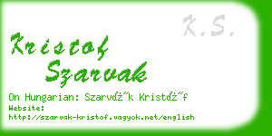 kristof szarvak business card
